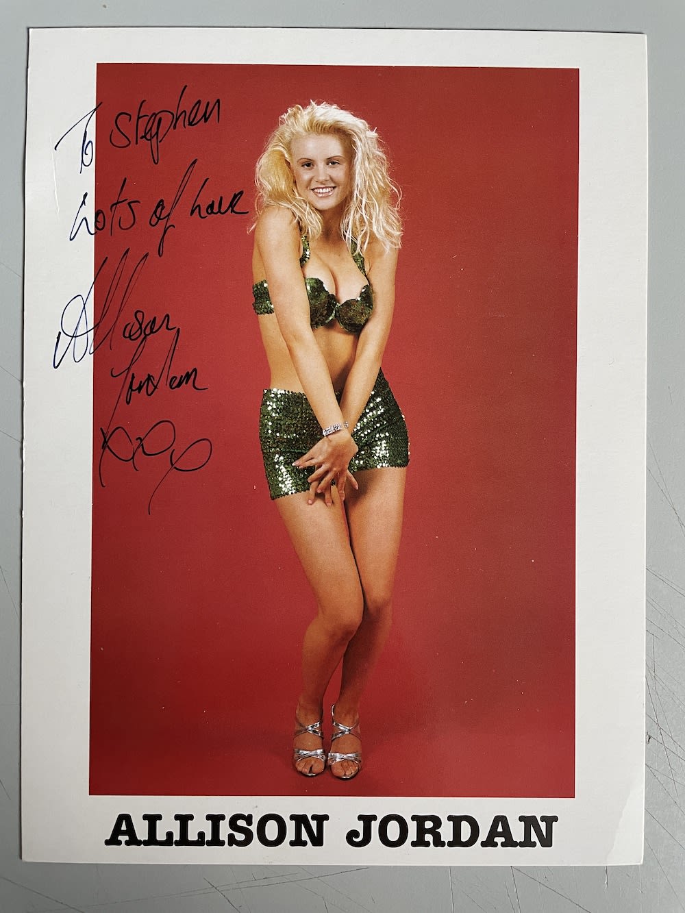 Lot 204: Allison Jordan Actress and Singer 8x6 inch signed...