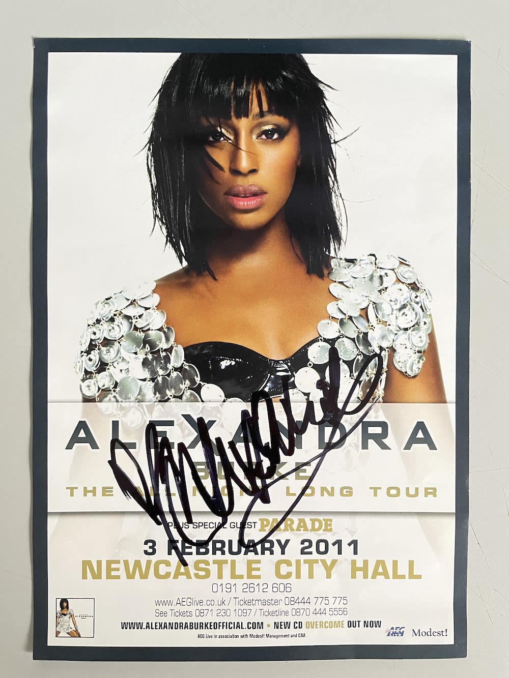 Lot 240: Alexandra Burke Chart Topping Singer Signed Concert flyer....