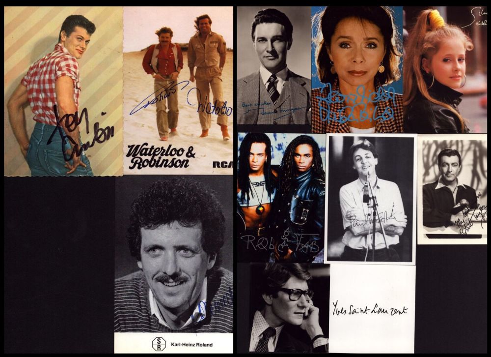 Lot 69: Collection of 10 PRINTED signature photos including names...