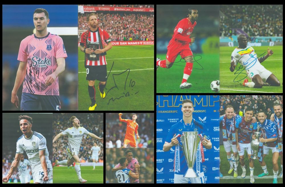 Lot 80: Football collection of 10 signed 12x8 photos signatures...