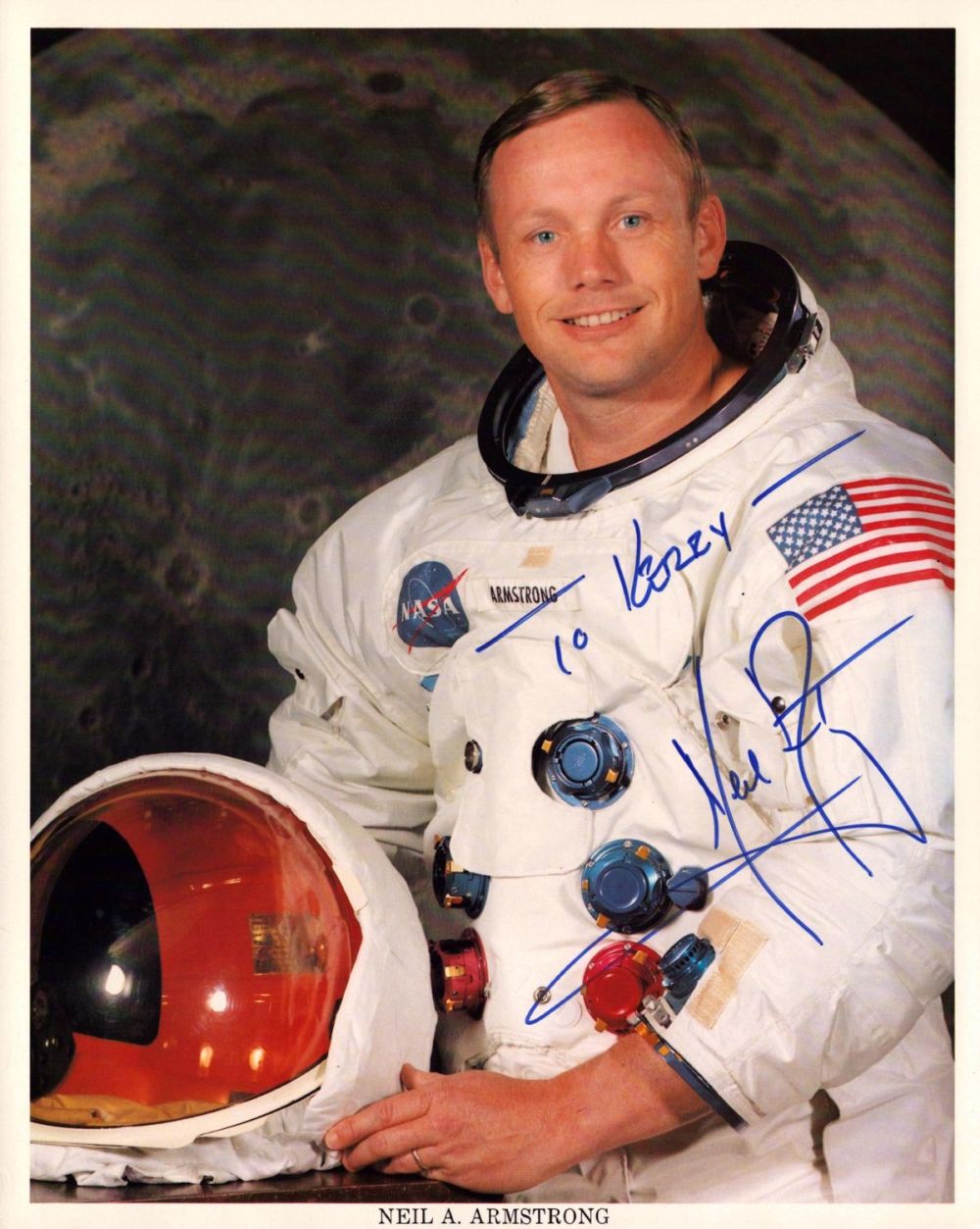 Lot 83: Neil Armstrong signed original NASA 10x8 inch colour...