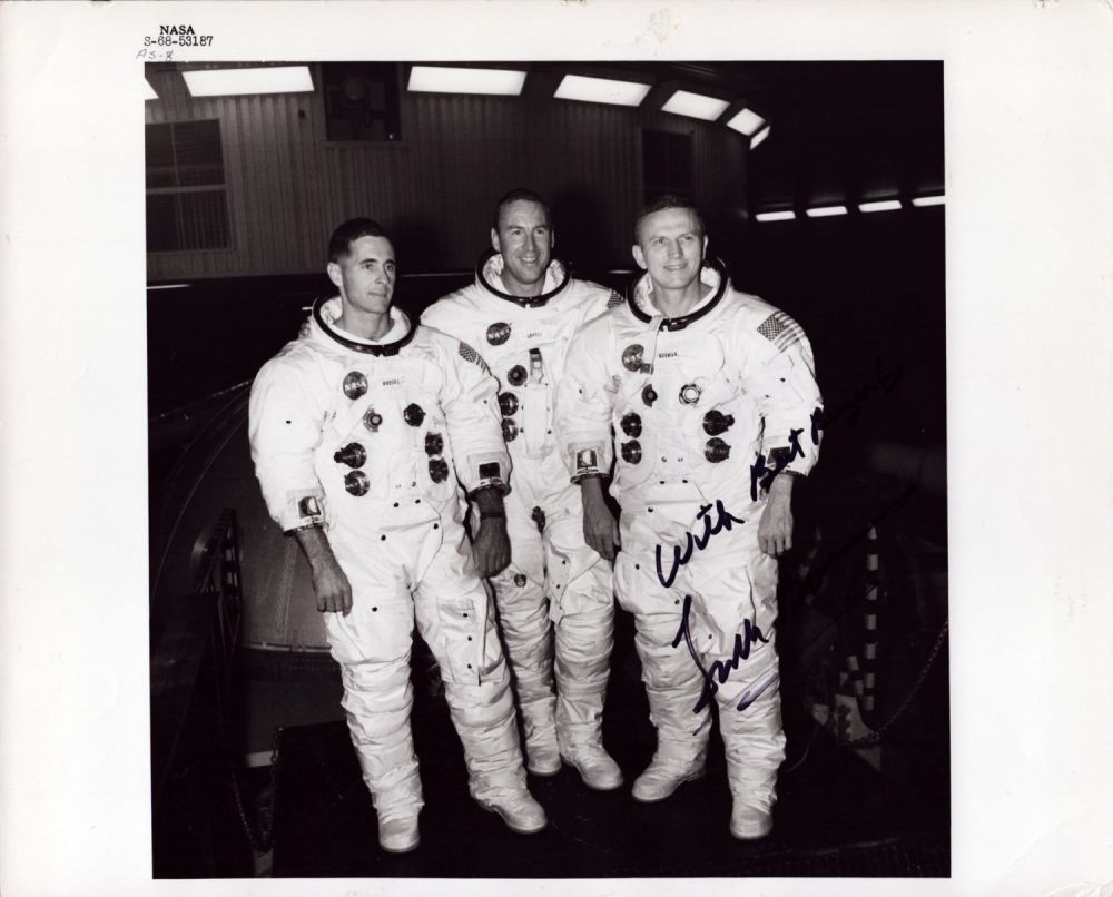Lot 88: Frank Borman signed NASA original 10x8 inch black...