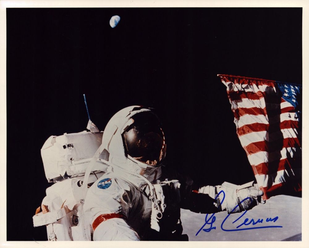 Lot 96: Eugene Cernan signed 10x8 inch colour photo pictured...