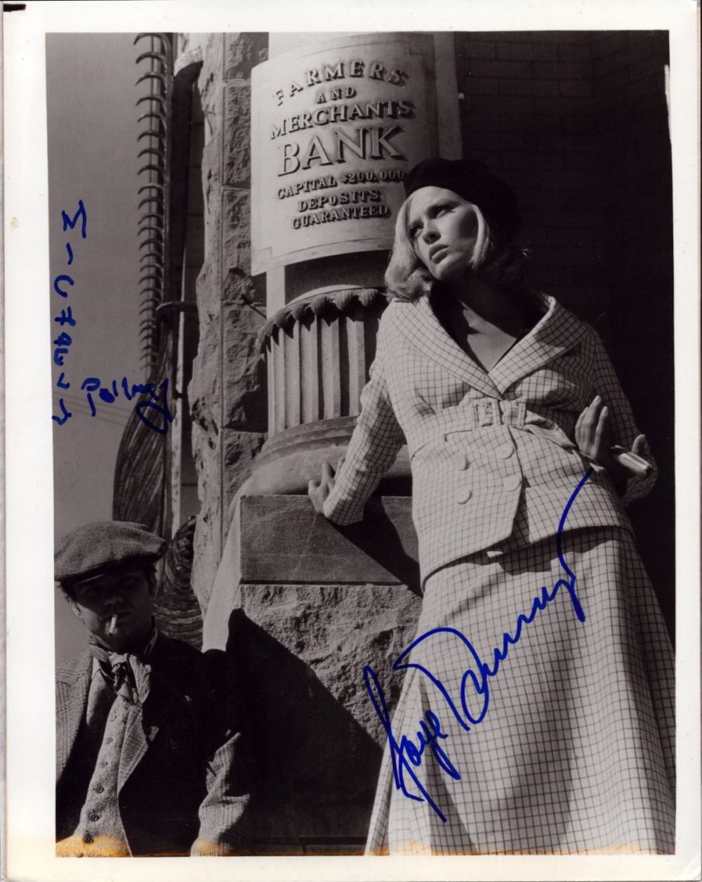 Lot 100: Michael Pollard and Faye Dunnaway signed Bonnie and...