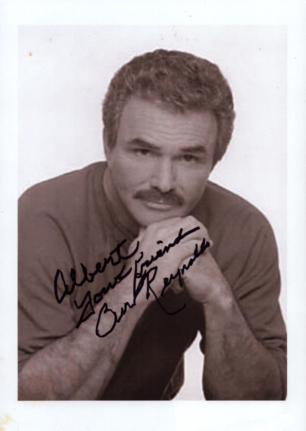 Lot 116: Burt Reynolds signed 8x6 inch black and white...