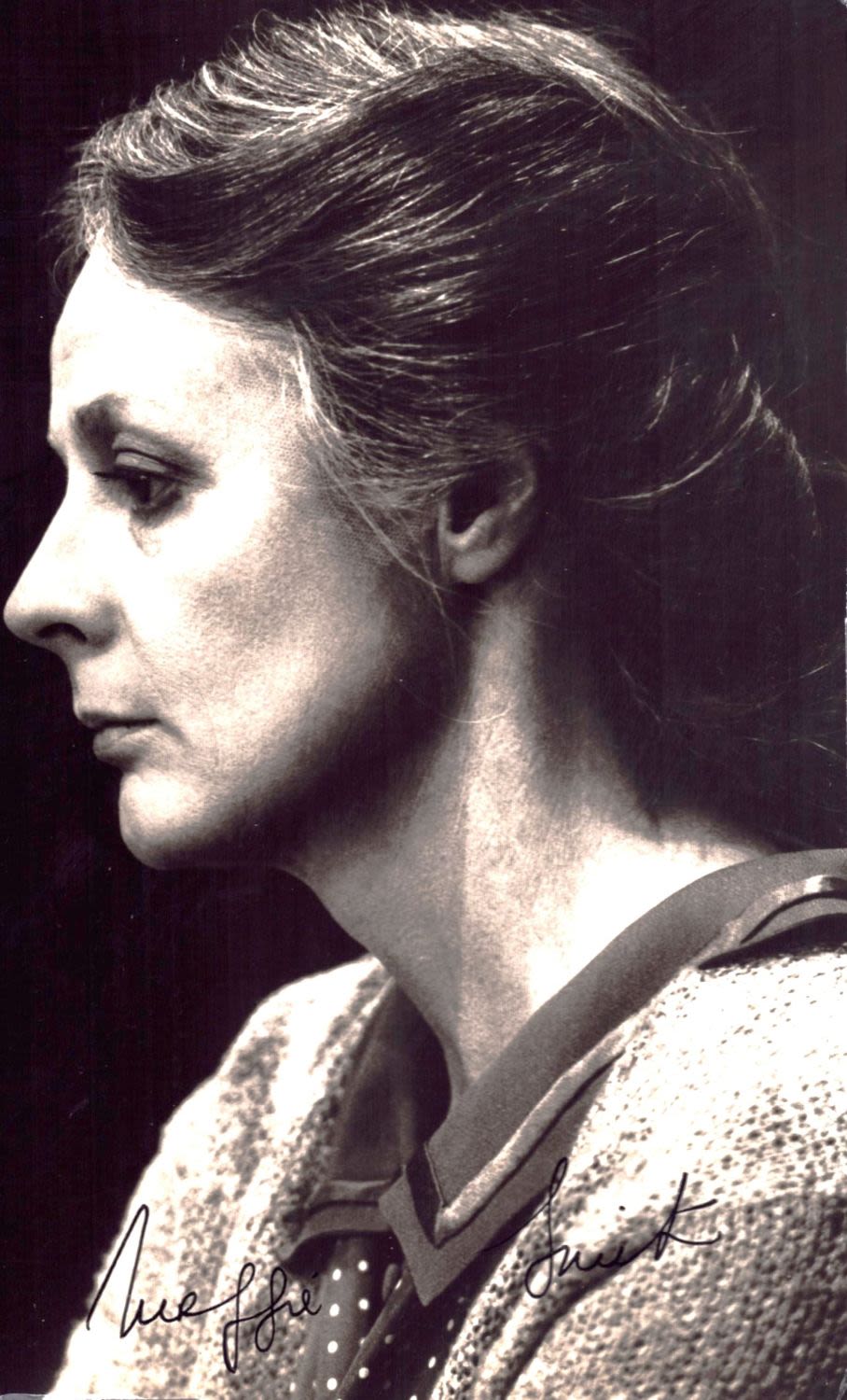 Lot 162: Dame Maggie Smith signed 7x4inch black and white...
