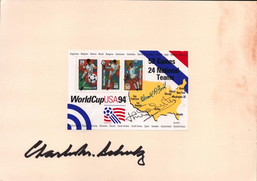 Lot 184: Gerald Ford and Jack Charlton signed FDC, mounted....