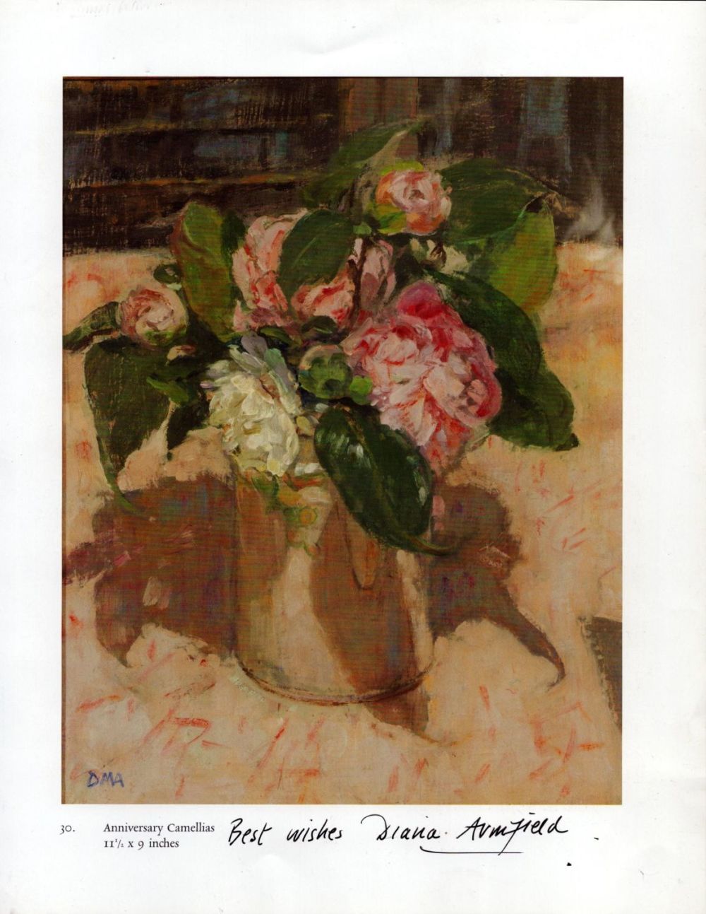 Lot 190: Diana Armfield signed Anniversary Camellias copy. Good condition....