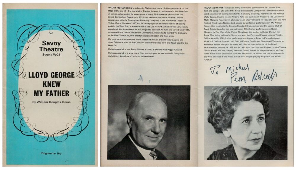 Lot 210: Peggy Ashcroft signed. Dedicated. 'Lloyd George Knew my...