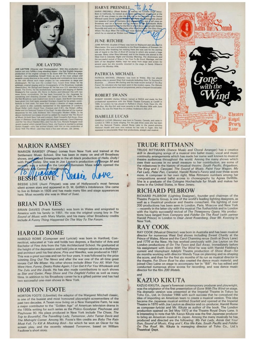 Lot 215: Multi signed Harve Presnell, Marion Ramsey. Dedicated. 'Gone...