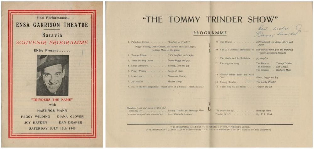 Lot 221: Tommy Trinder signed 'Trinders' Esna Garrison Theatre Programme....