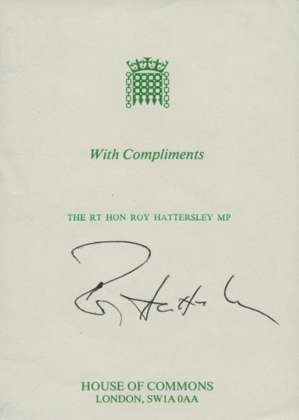 Lot 248: Roy Hattersley MP The RT Hon signed With...