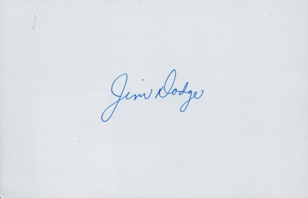 Lot 263: Jim Dodge signed Autograph card 6x4 Inch. Is...