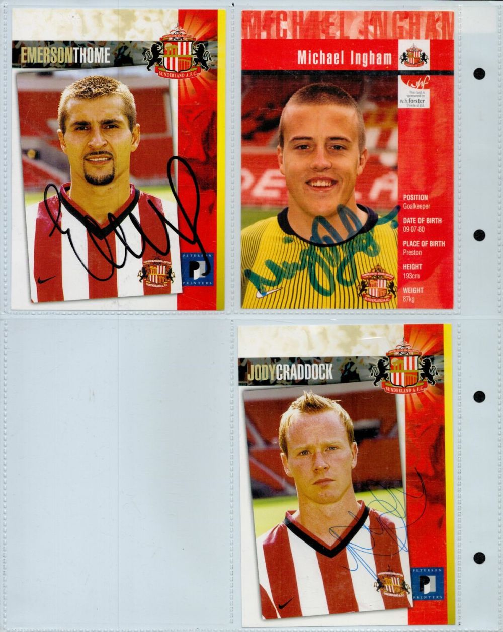 Lot 352: Sunderland Players Signed Photos Includes Emerson Thome, Michael...