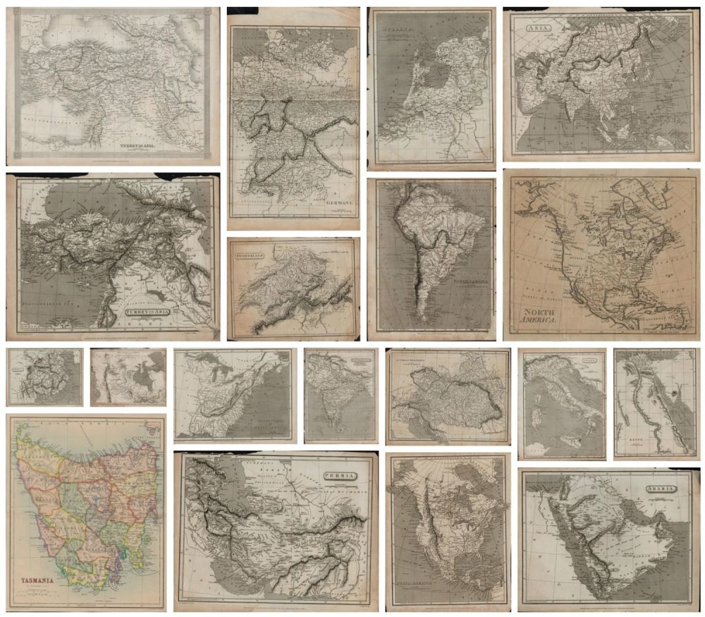 Lot 370: Collection of 19 Vintage Maps: 2xNorthAmerica, US of...