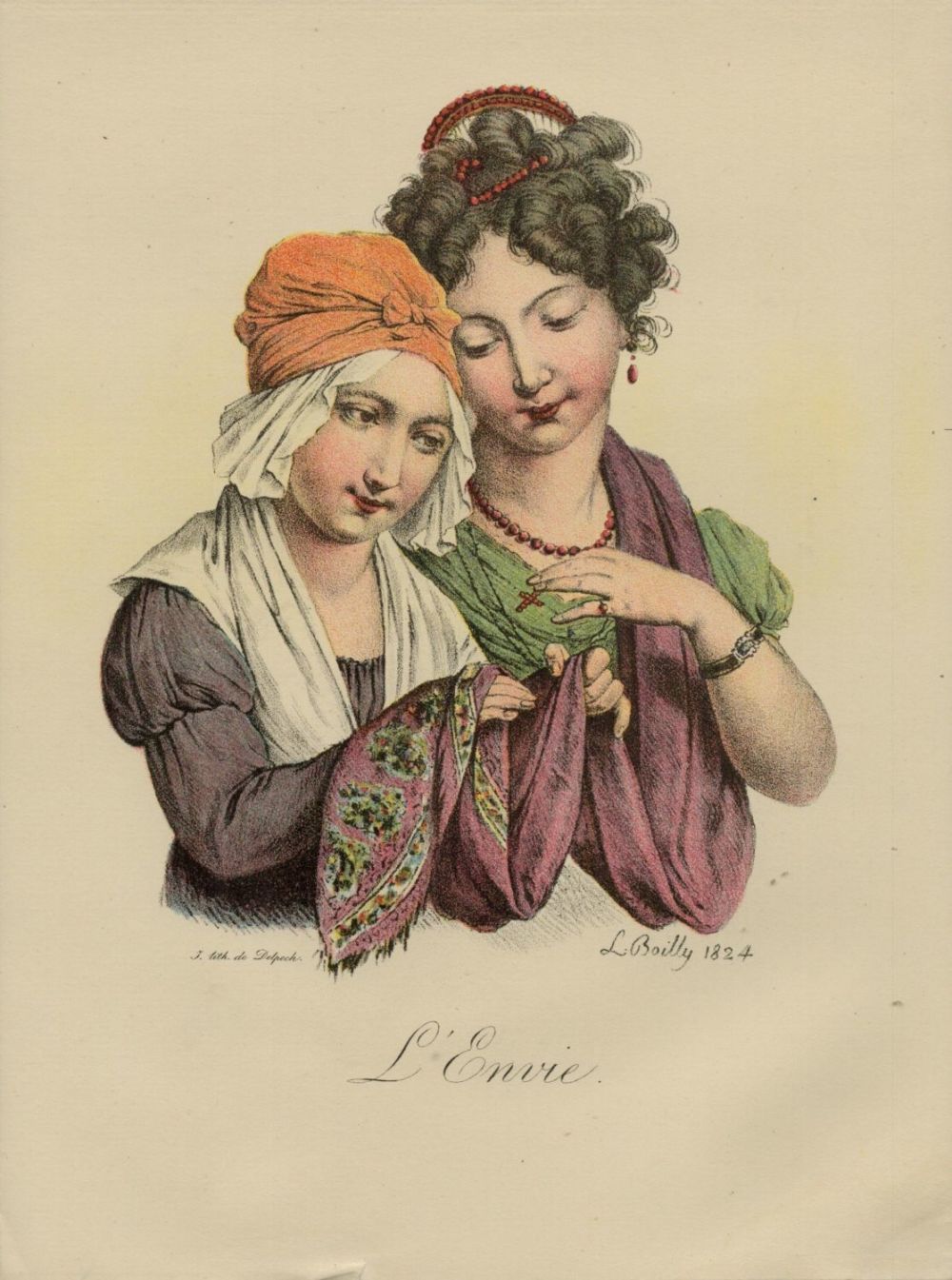 Lot 376: Vintage Louis Léopold Boilly 1824 small poster 'L'Envie'....