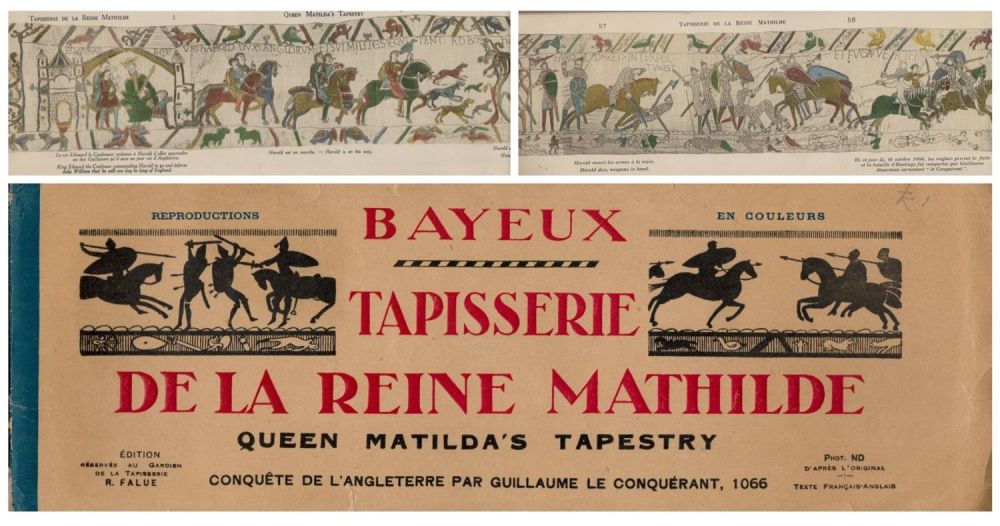 Lot 388: Queen Matilda's tapestry long folding, paper back pages...