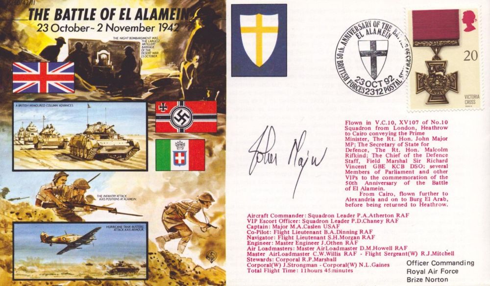 Lot 434: John Major signed Battle of El Alamein cover....