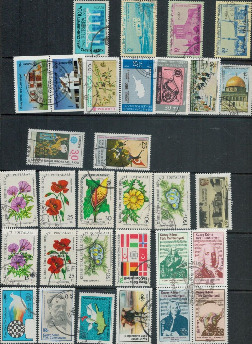 Lot 522: Cyprus (Turkish) used Stamps on 3 Double Sided...