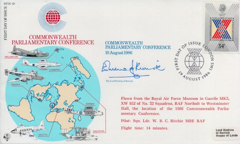 Lot 57: The Lord Erskine of Rerrick Signed Commonwealth Parliamentary...