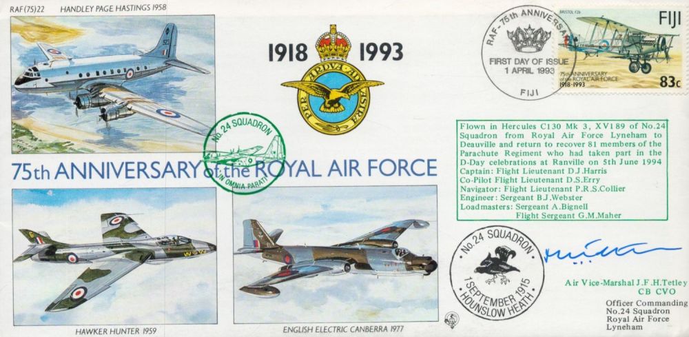 Lot 79: WW2 AVM JFH Tetley CVO Signed 75th Anniv...