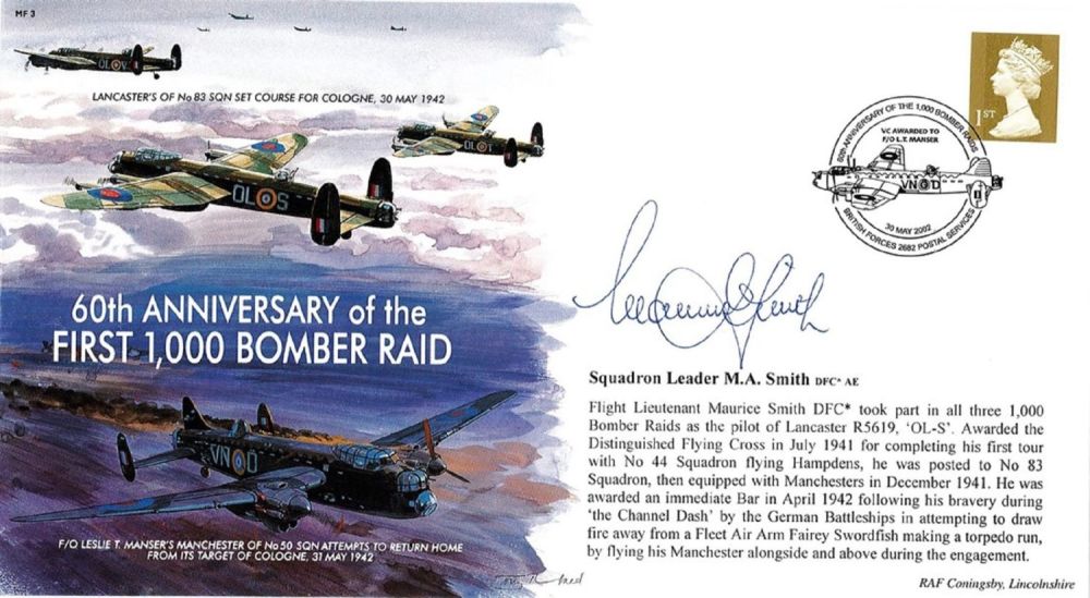 Lot 93: WW2 Sqn Ldr MA Smith DFC Signed 60th...