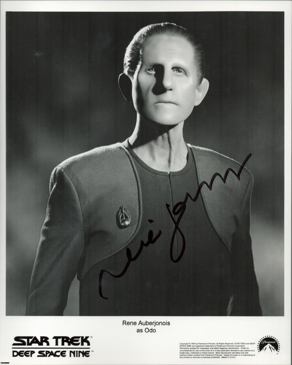 Lot 112: Star Trek Actor, Rene Auberjonois signed black and...