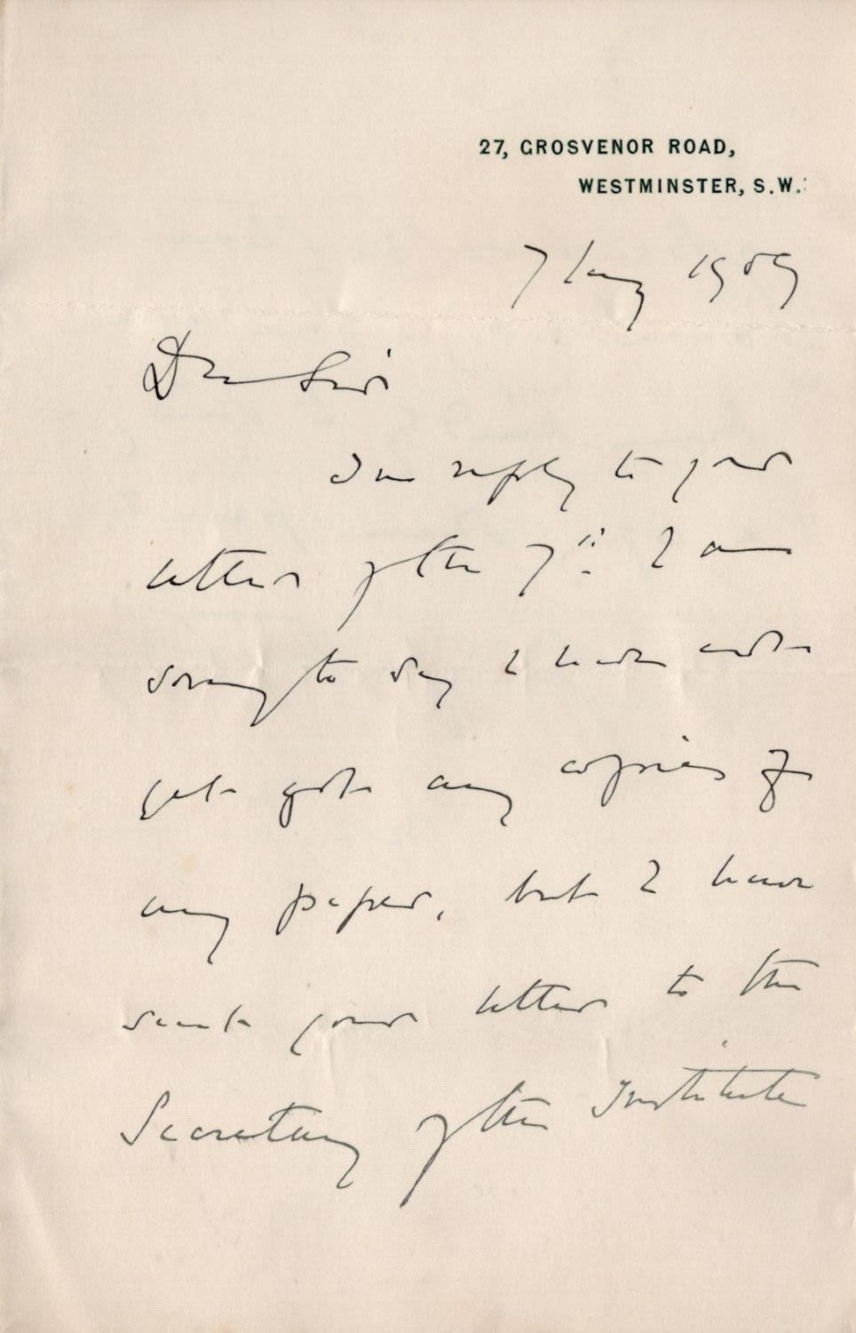 Lot 131: Historic John Chalmers 1909 handwritten letter. This popular...