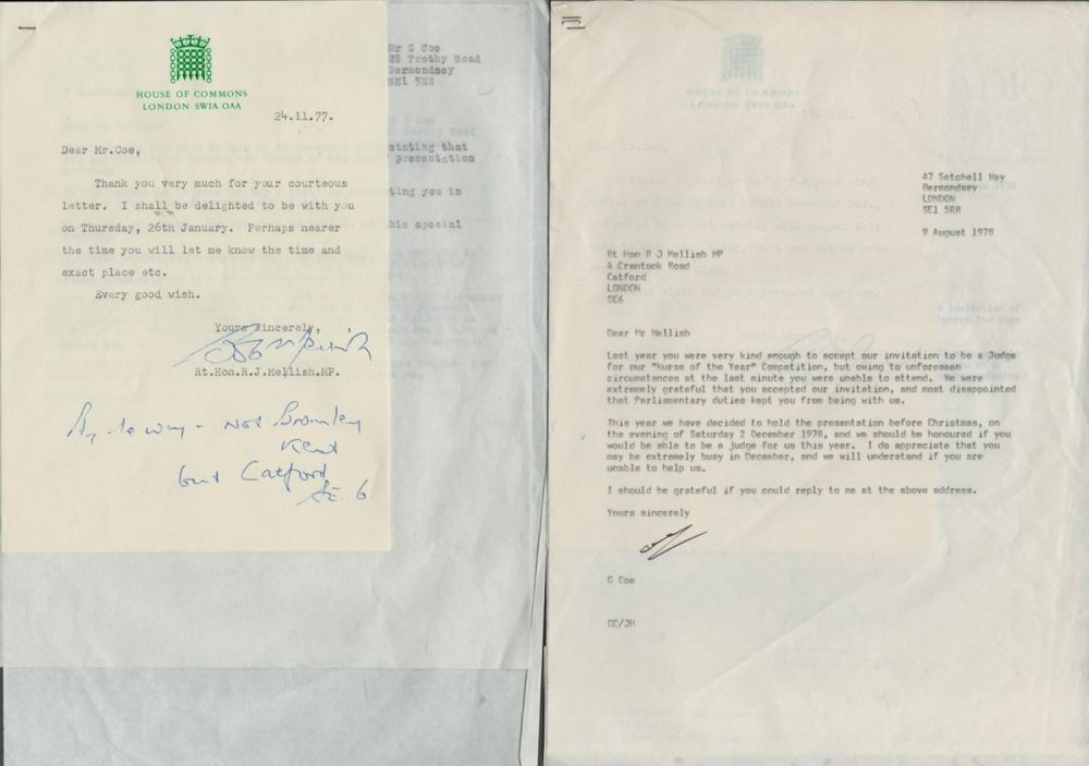 Lot 186: Bob Mellish MP TLS on House of Commons...