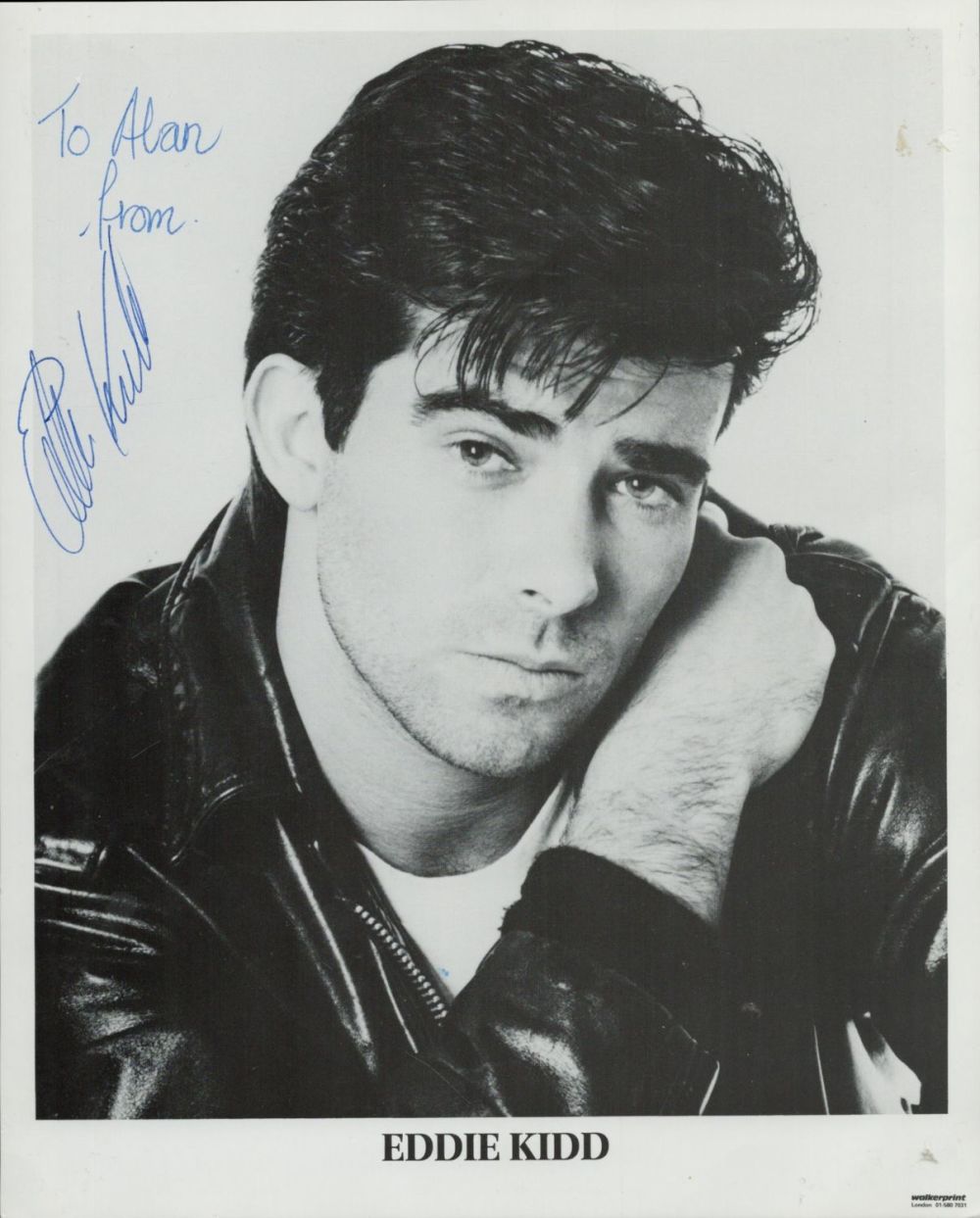 Lot 188: Eddie Kidd signed black and white photo from...
