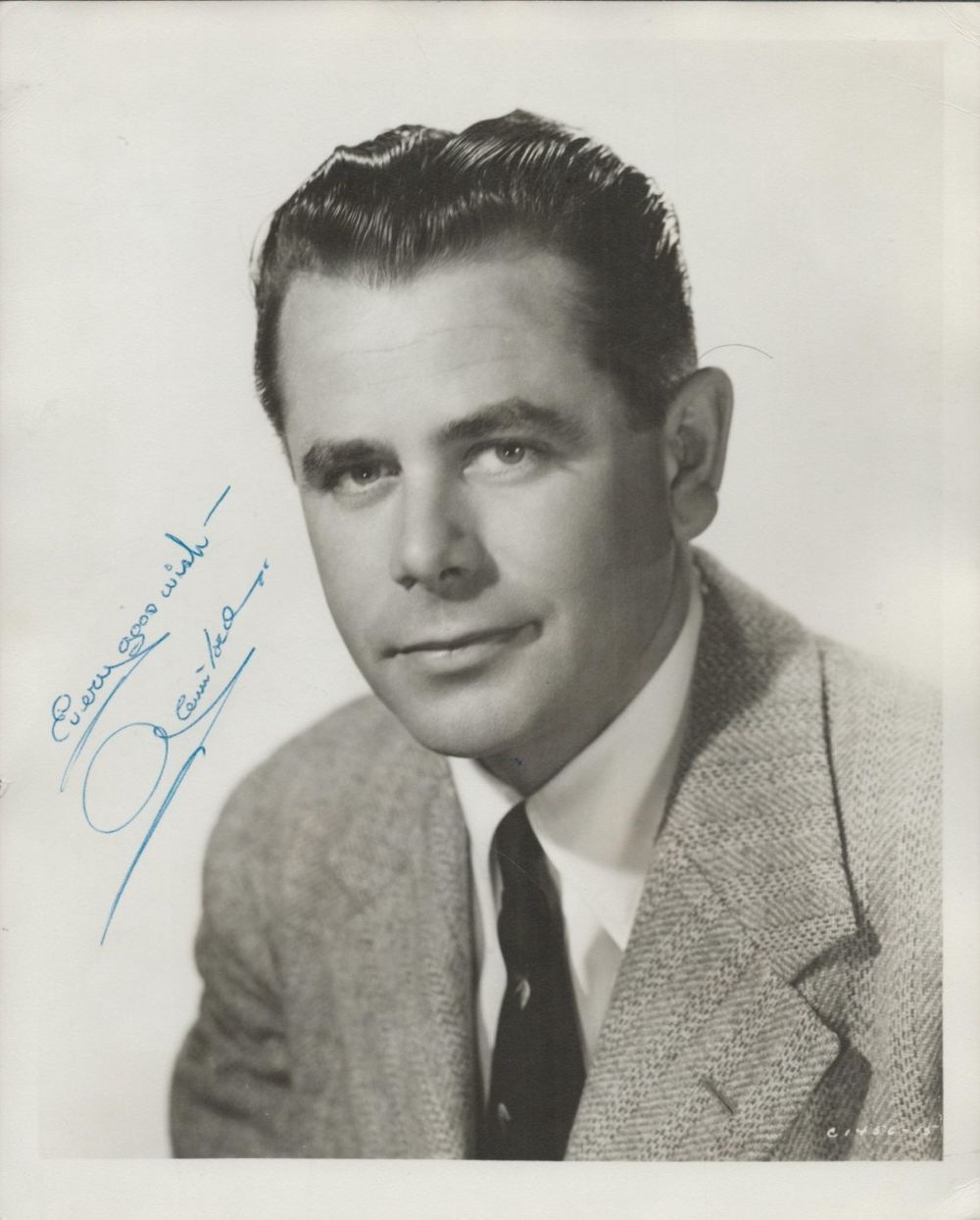Lot 189: Glenn Ford signed vintage black and white photo....