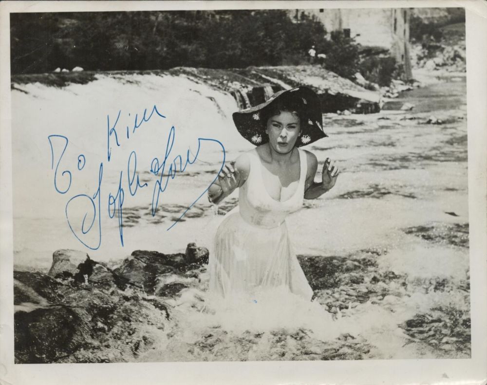 Lot 190: Sophia Loren signed vintage real b/w photo Italian...