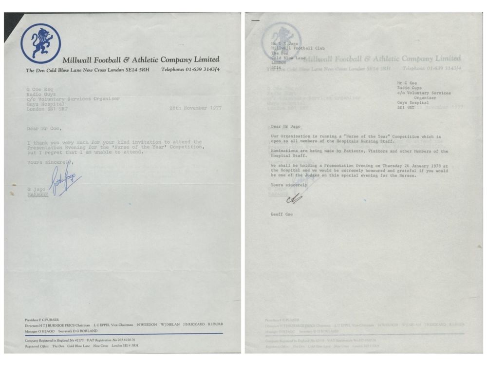 Lot 205: Gordon Jago signed TLS dated 28/11/1977 on A4...