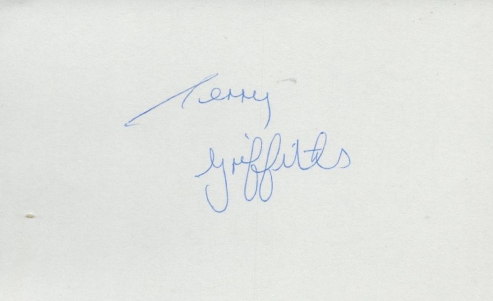 Lot 208: Terry Griffiths signed autograph card. Is a retired...