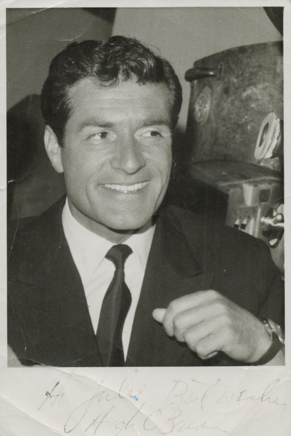 Lot 218: Hugh O'Brian signed vintage publicity postcard inscribed 'For...