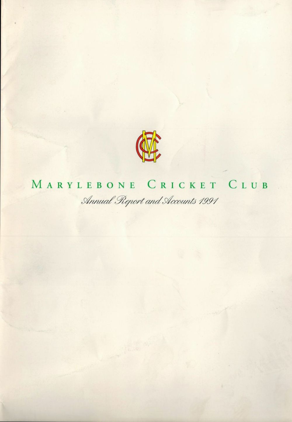 Lot 253: Marylebone Cricket Club Annual Reports and Accounts 1991....