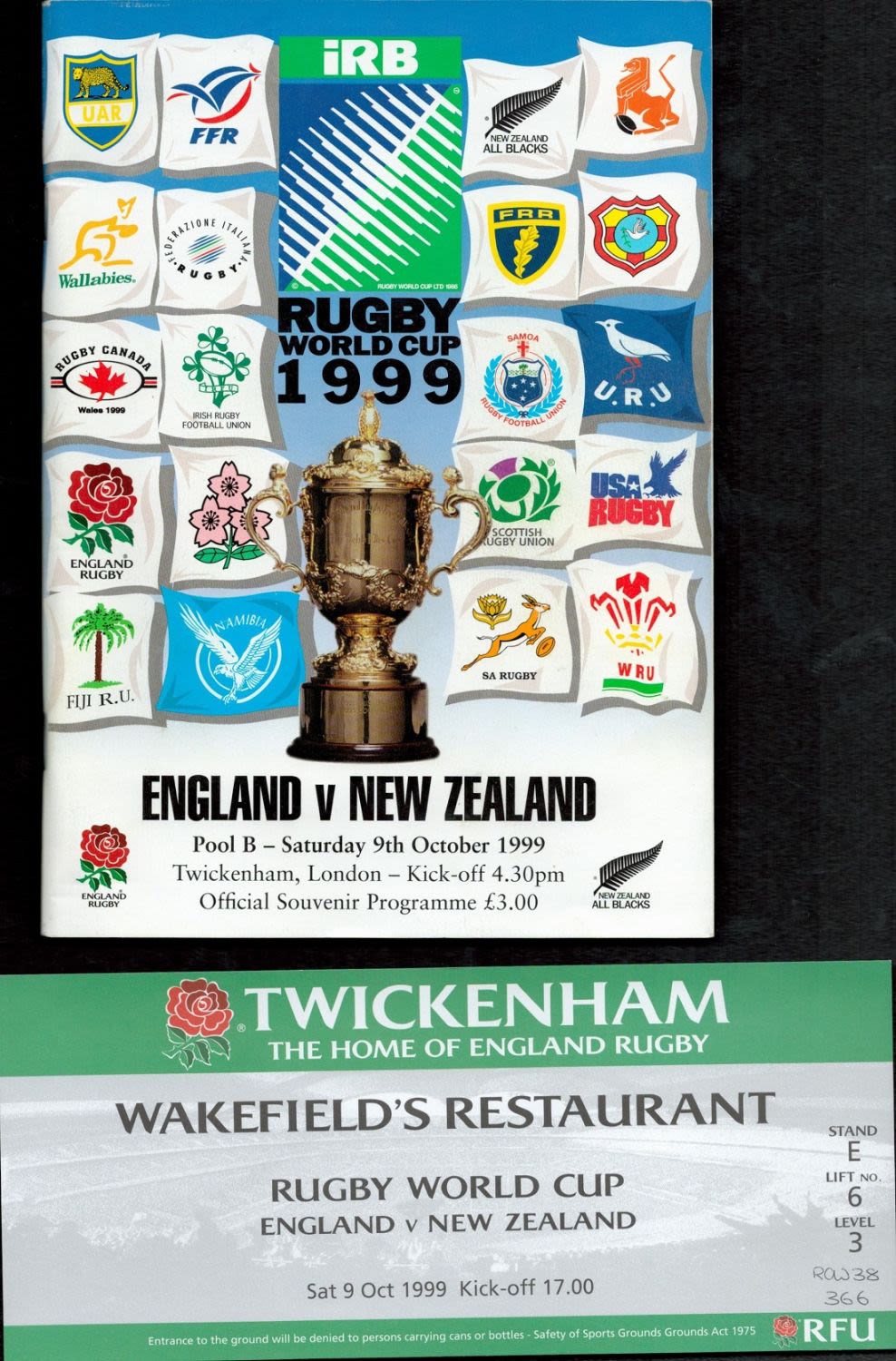 Lot 258: Rugby World Cup 1999 England V New Zealand...