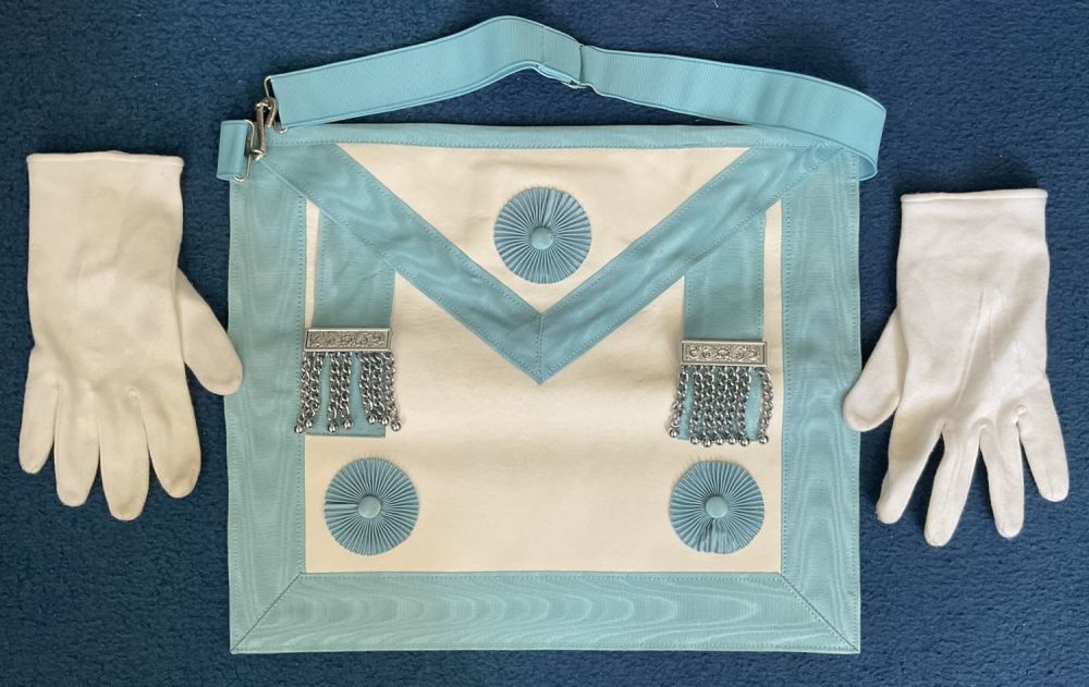 Lot 287: Masonic Apron and White Gloves, A Masonic Apron...