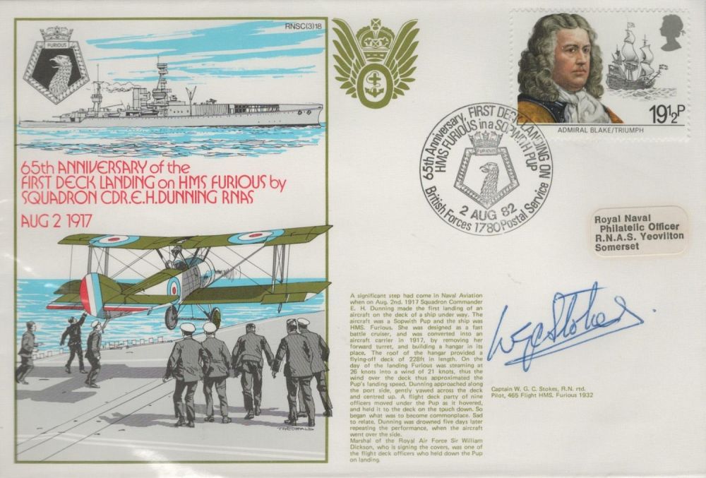 Lot 327: Cptn WGC Stokes signed cover. Good condition. All...