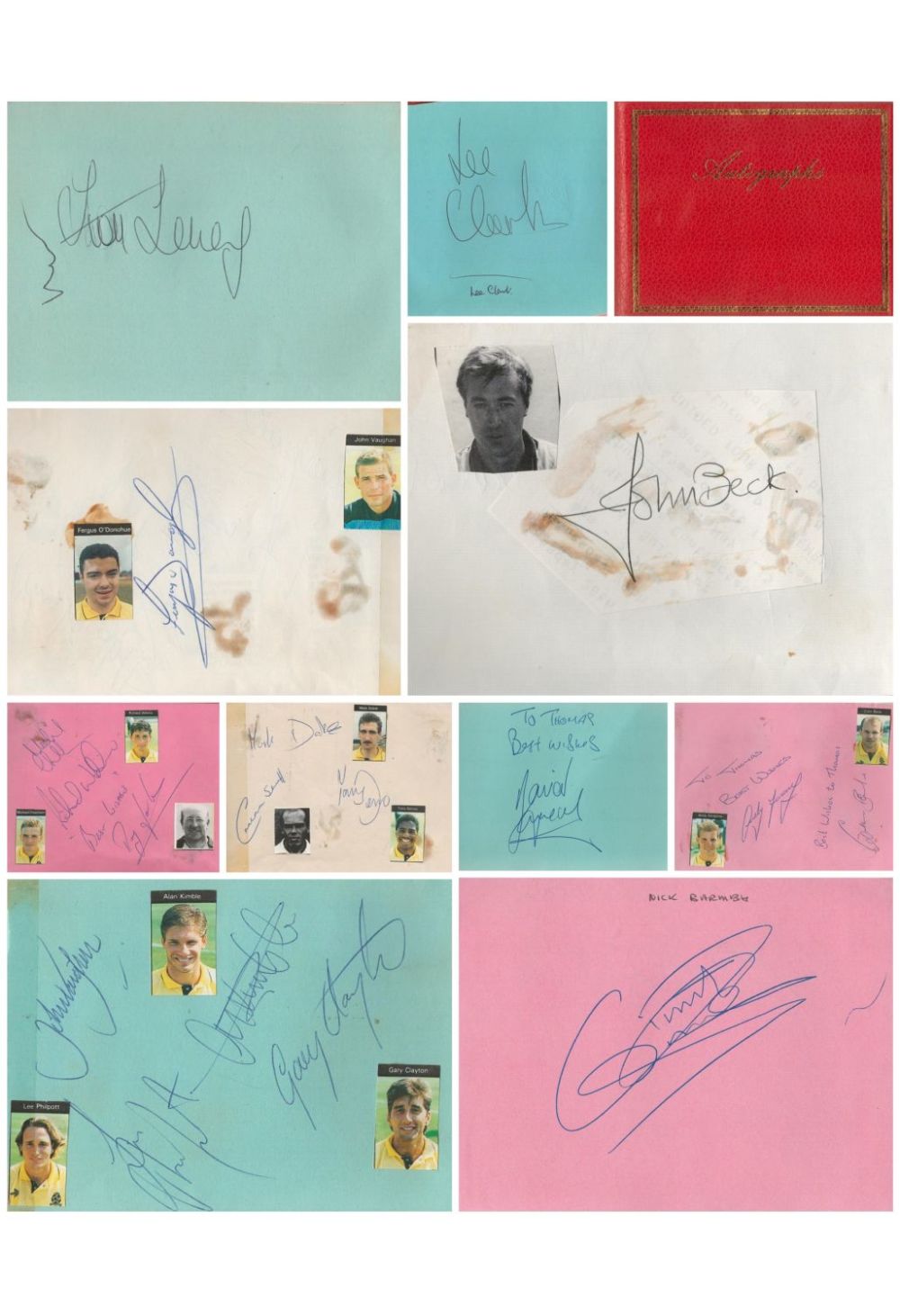 Lot 328: Football signed small autograph book. Signatures such as...