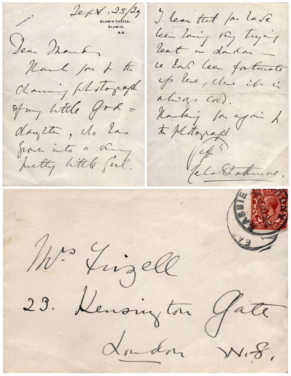 Lot 385: Cecilia Bowes Lyon ALS. Maternal grandmother of Queen...