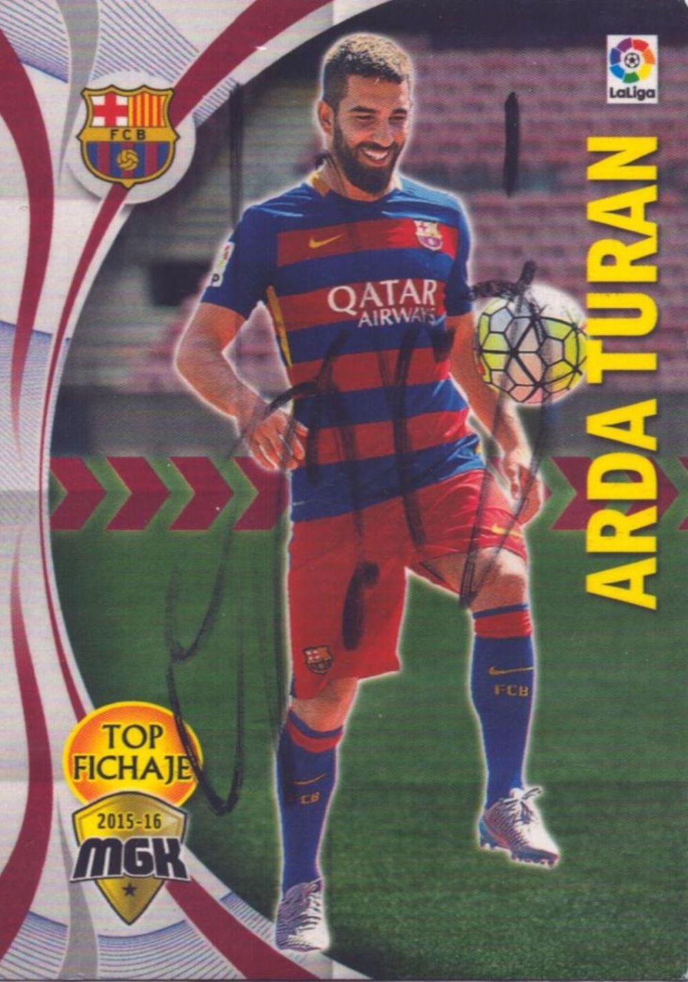 Lot 392: Arda Turan signed Barcelona La Liga Panini trading...