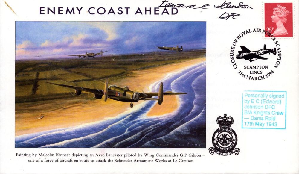 Lot 409: WW2 Flt Lt Edward Johnson DFC Signed 'Enemy...