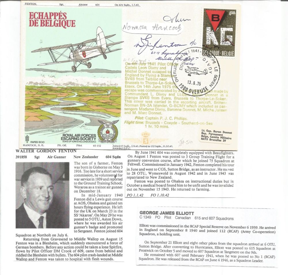 Lot 386: WW2 BOB fighter pilot Walter Fenton 604 sqn...