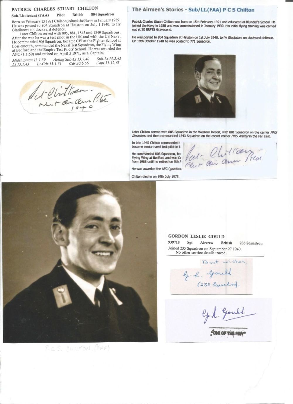 Lot 393: WW2 BOB fighter pilot Patrick Chilton 804 sqn,...