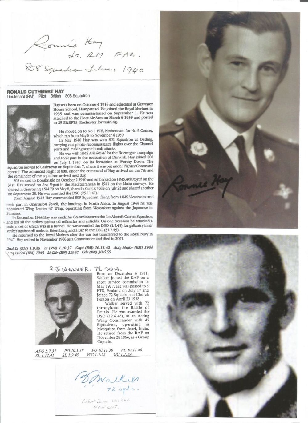 Lot 424: WW2 BOB fighter pilots R Walker 71 sqn,...