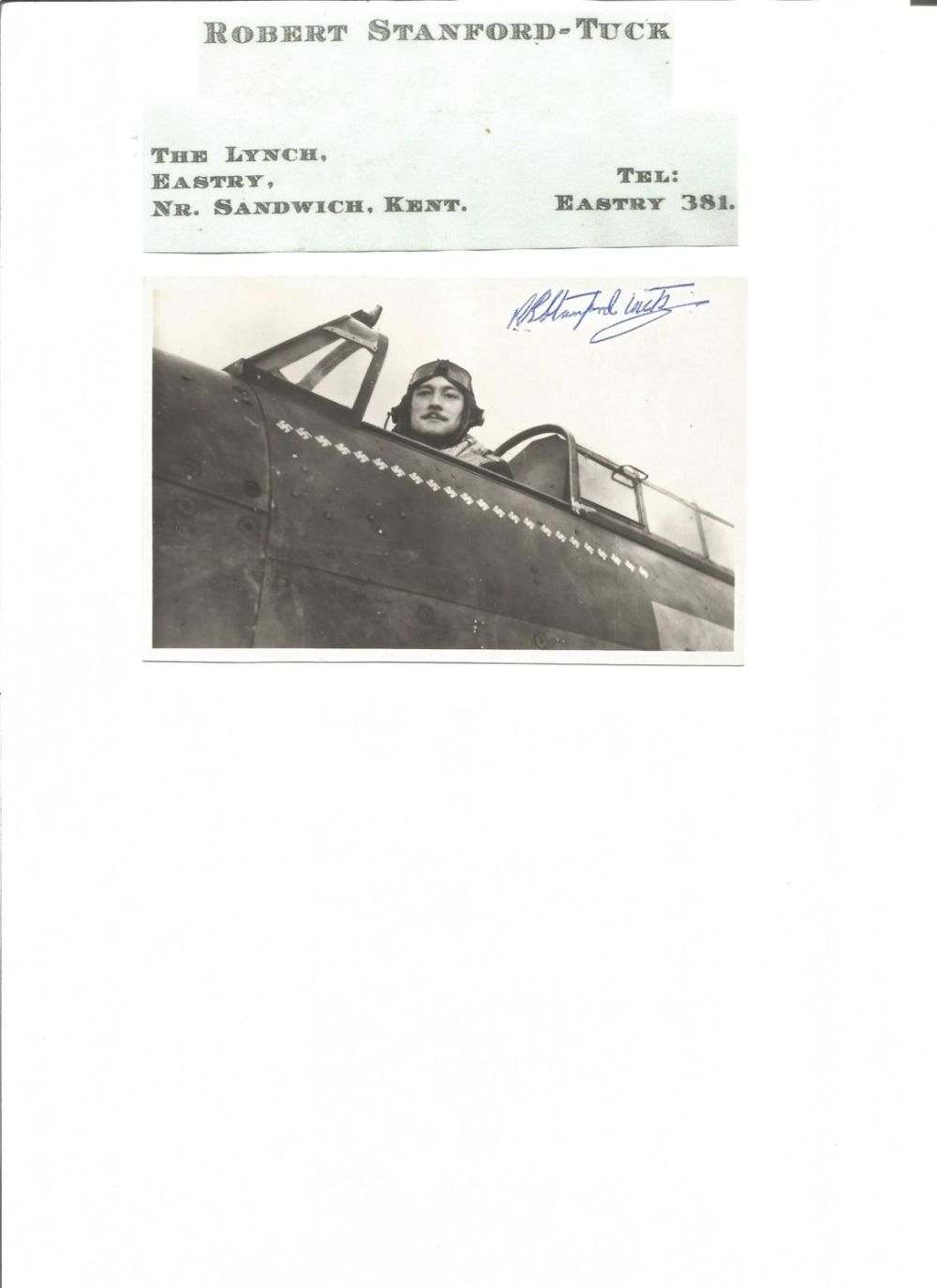 Lot 452: WW2 BOB fighter pilot Robert Stanford-Tuck signed photo...