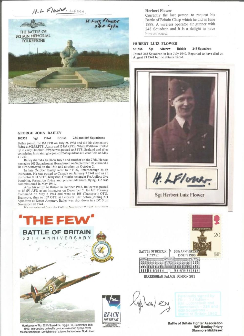 Lot 457: WW2 BOB fighter pilot Hubert Flower 249 sqn,...