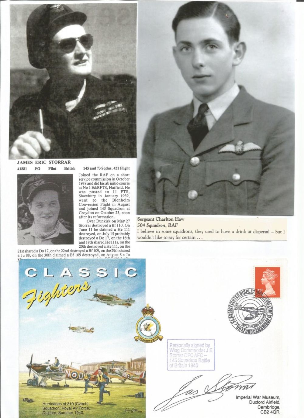 Lot 520: WW2 BOB fighter pilot James Storrar 145 sqn...