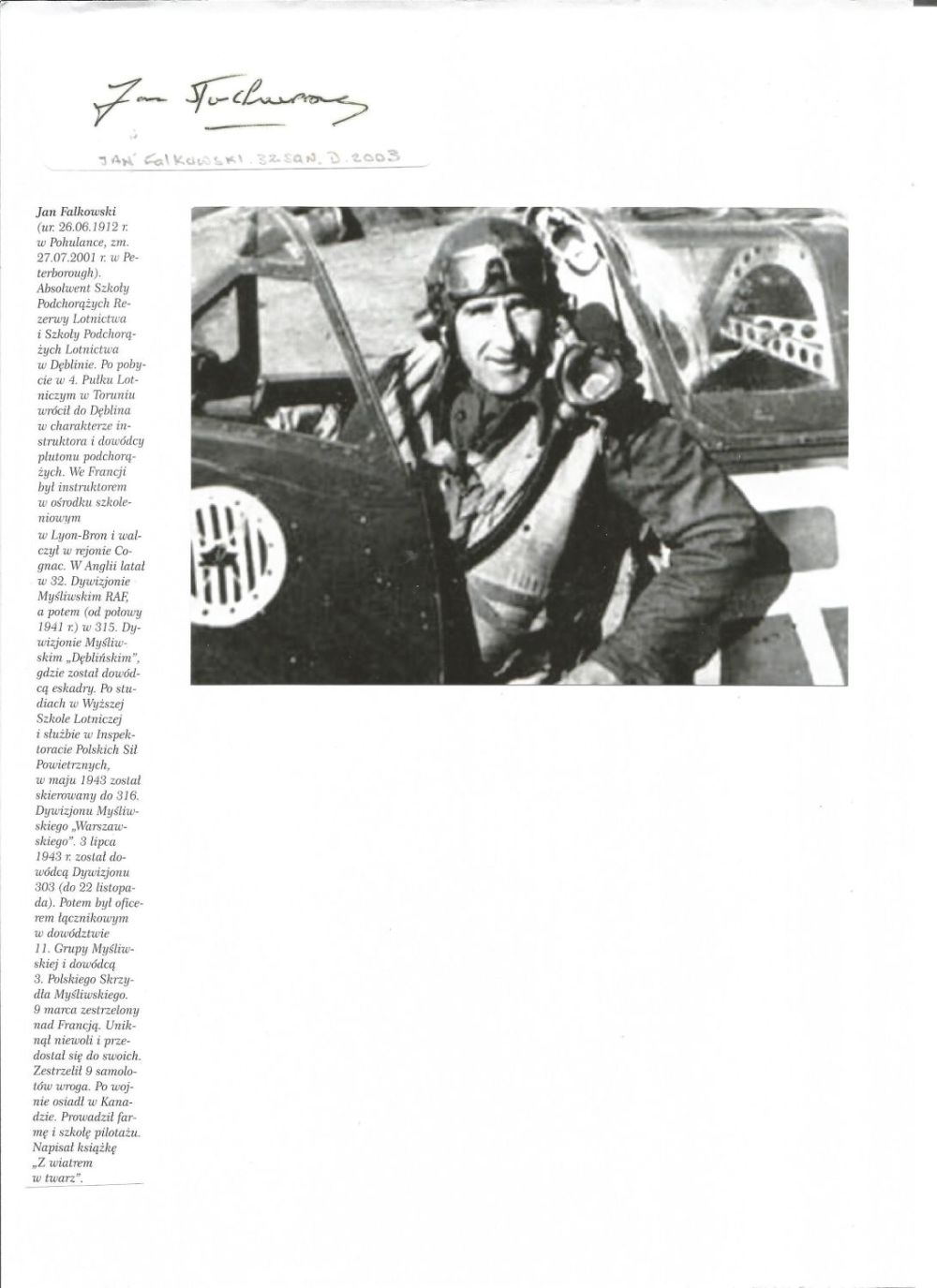 Lot 532: WW2 BOB fighter pilot Falkowski, Jan 32 sqn...